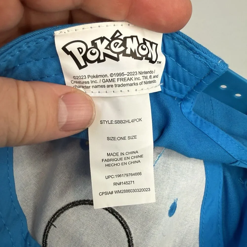 Pokemon Hat Cap Blue 100% Cotton Snapback Youth Adult One-Size EUC
